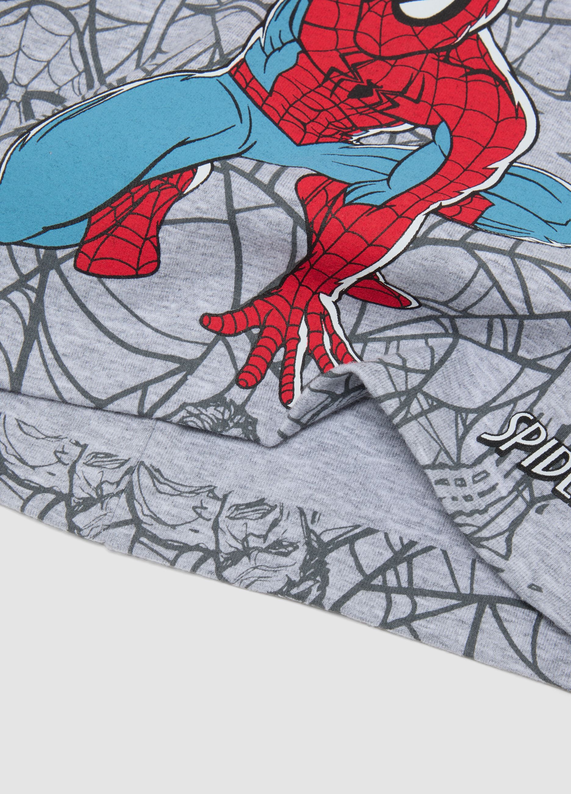 Grauer Schal aus Stretch-Baumwolle mit Spider-Man-Print f&uuml;r Jungen
