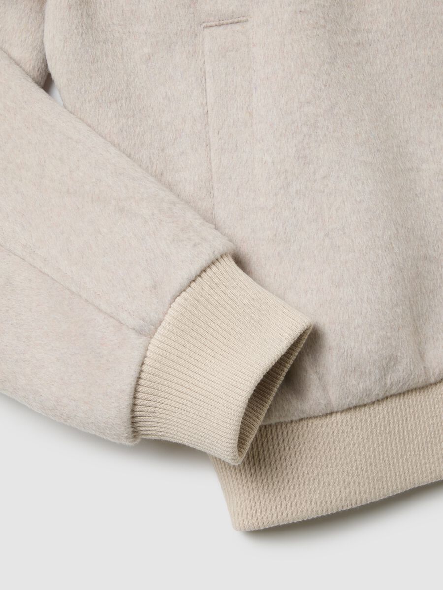 Beige wool blend bomber regular fit with zip_5