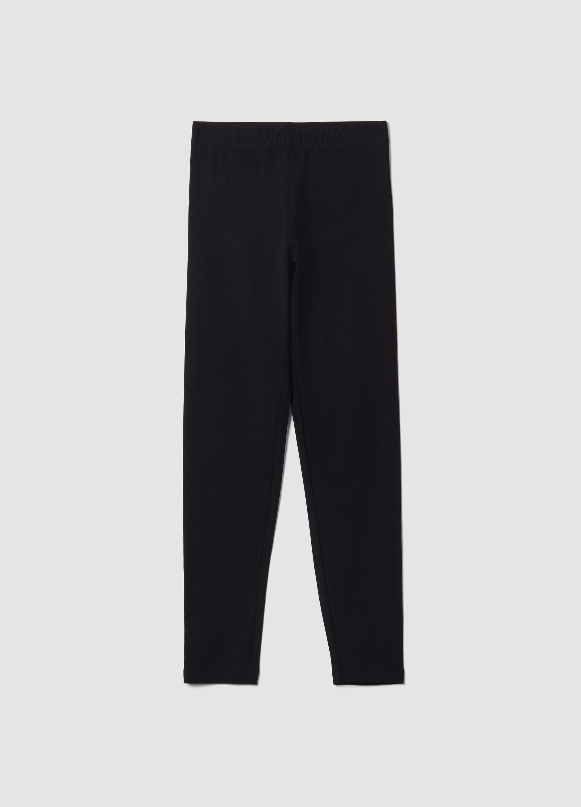 Black skinny leggings in stretch organic cotton blend for girls