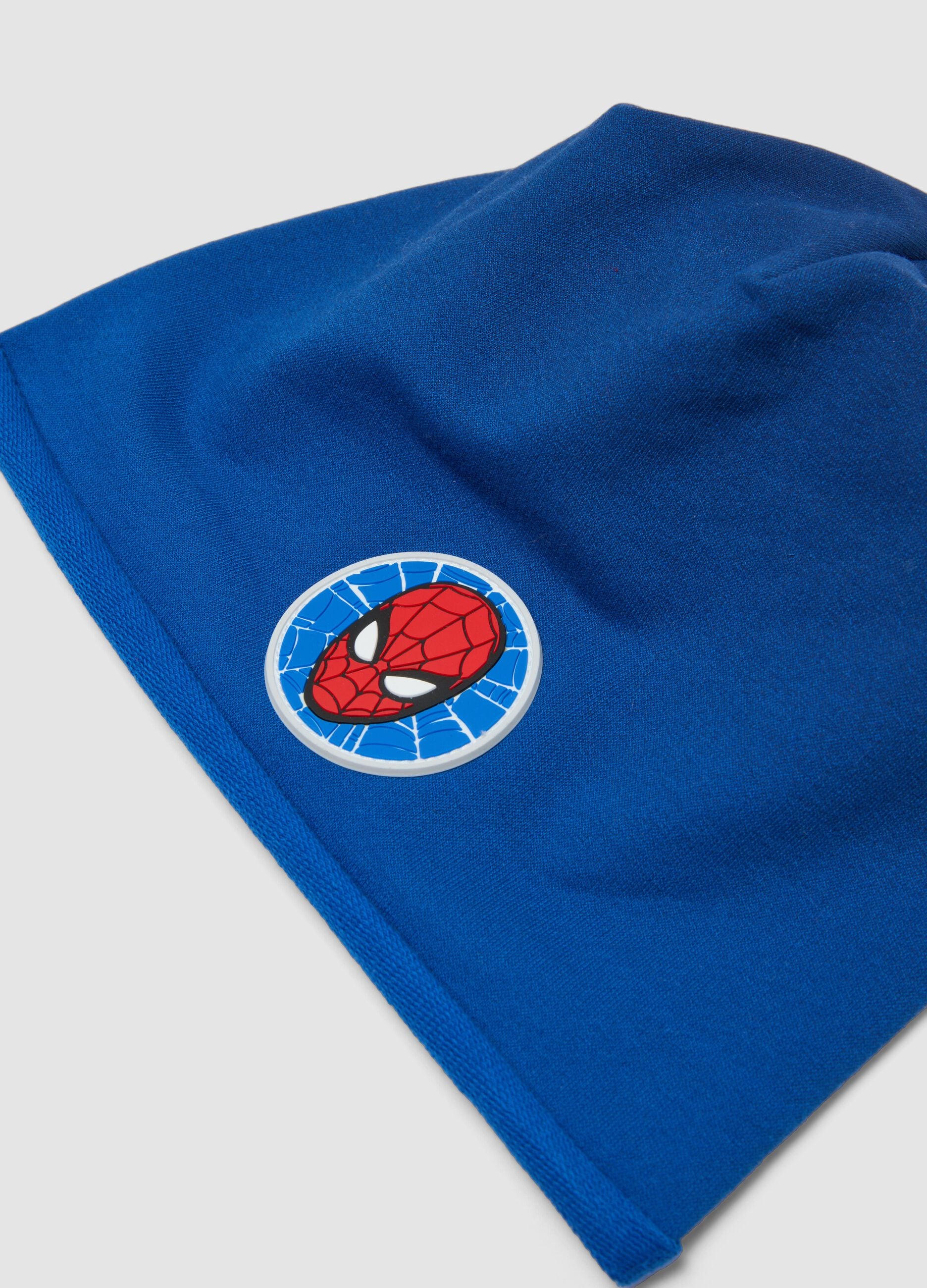Blue stretch cotton hat with Spider-Man print for boys