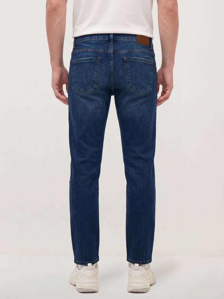 Dark blue stretch cotton denim jeans, regular fit_2