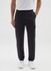 Black cotton blend regular fit trousers_1
