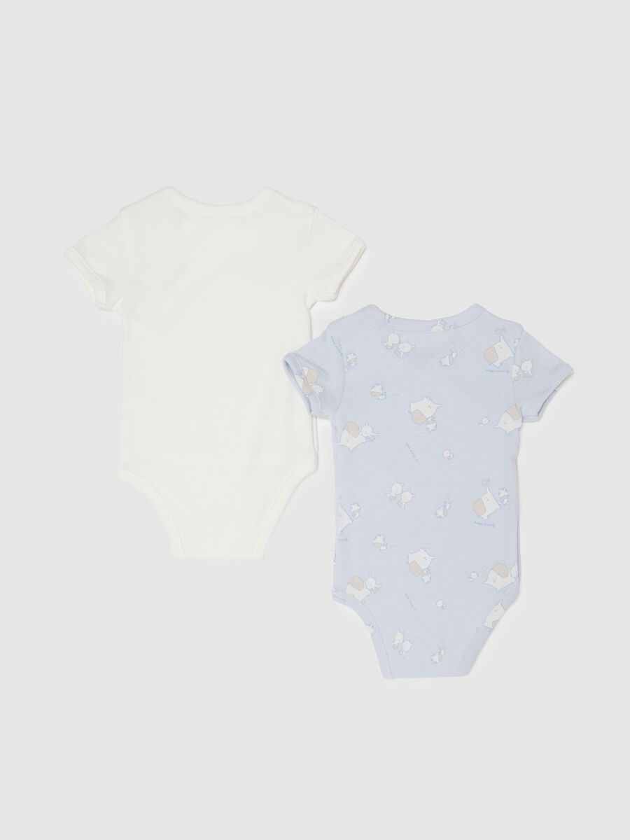 Multicolour pure cotton bodysuit twin pack with short sleeves for babies_1