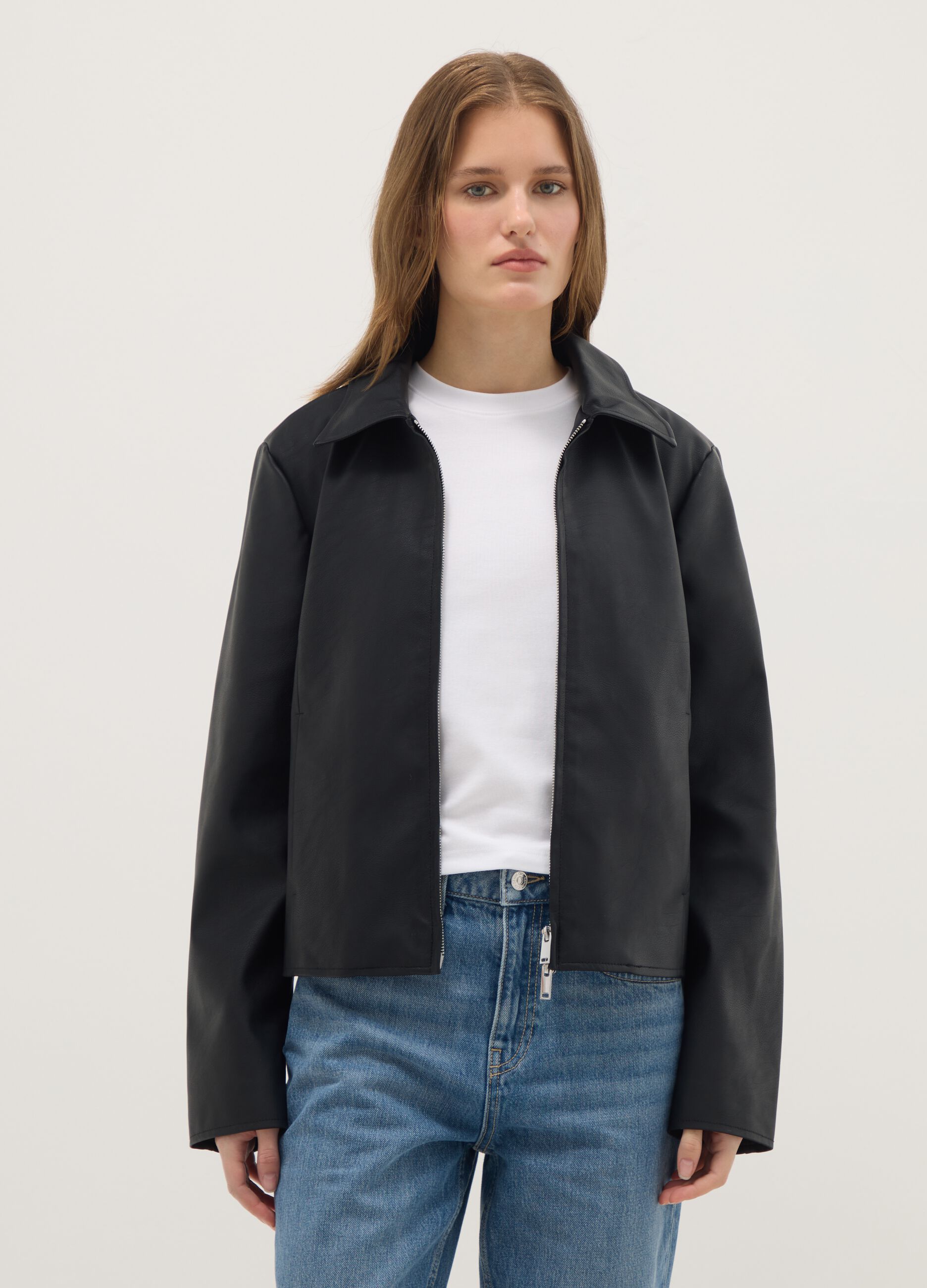 Black jacket regular fit full zip