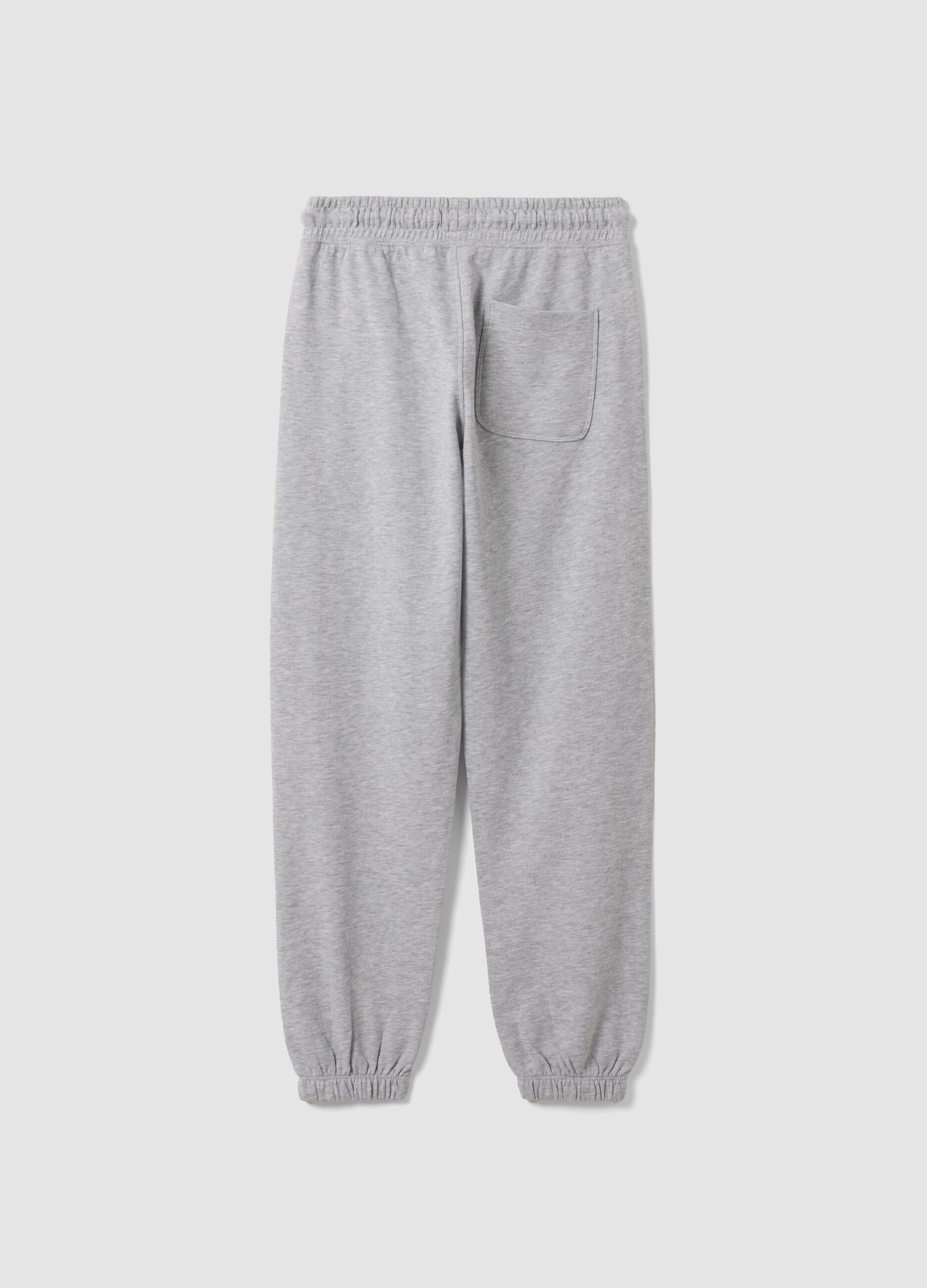 Grey pure cotton joggers with print, comfort fit for boys