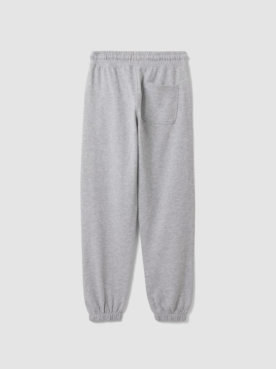 Grey pure cotton joggers with print, comfort fit for boys_5
