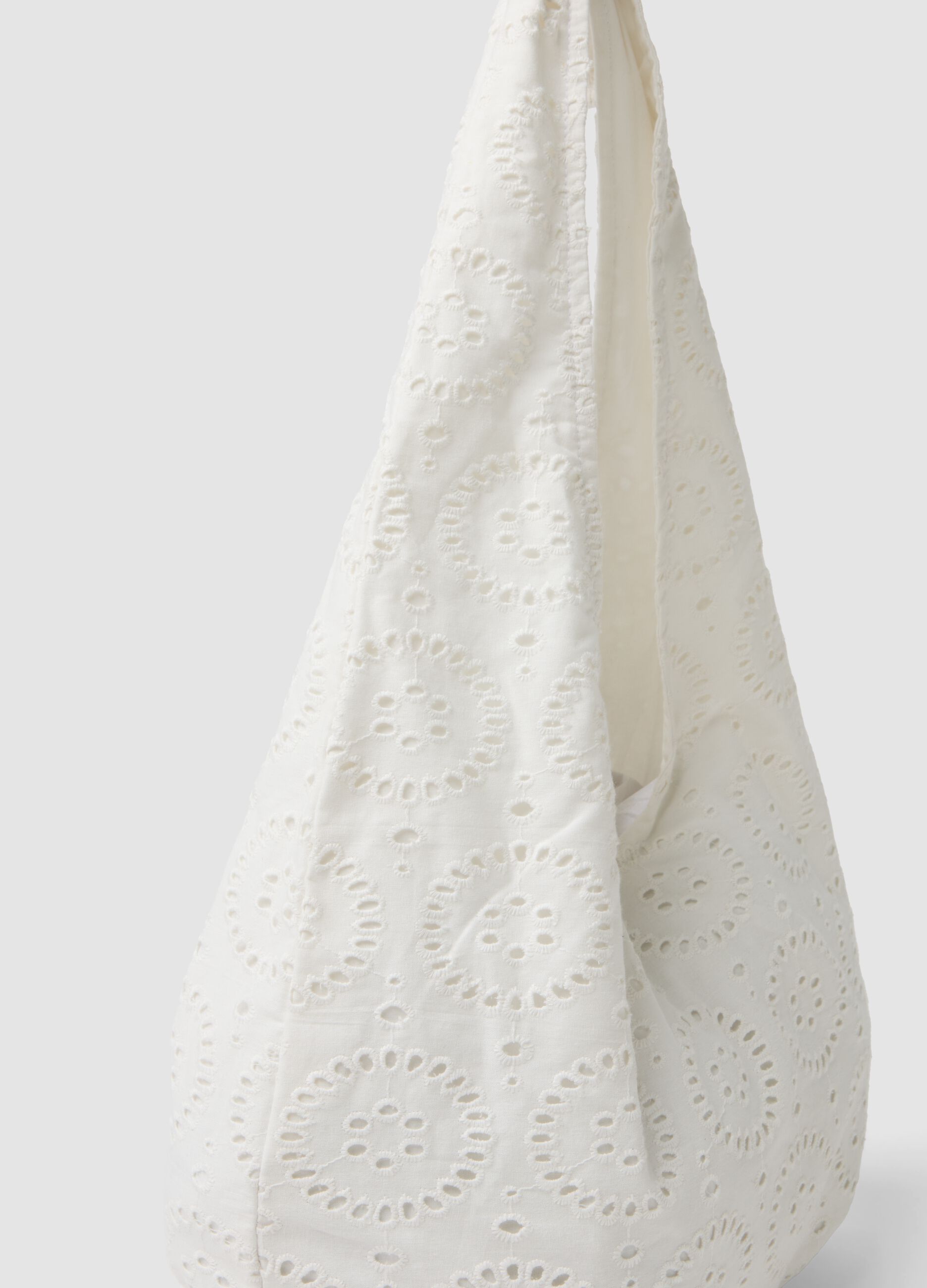 White broderie anglaise cotton beach bag