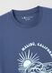 Men's 100% cotton blue boxy fit T-shirt with Surf Beach Bar print_5