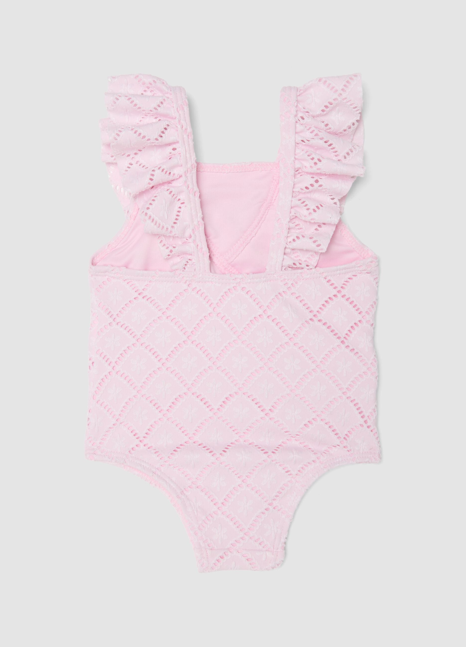 Pink ruffle swimsuit in stretchy fabric