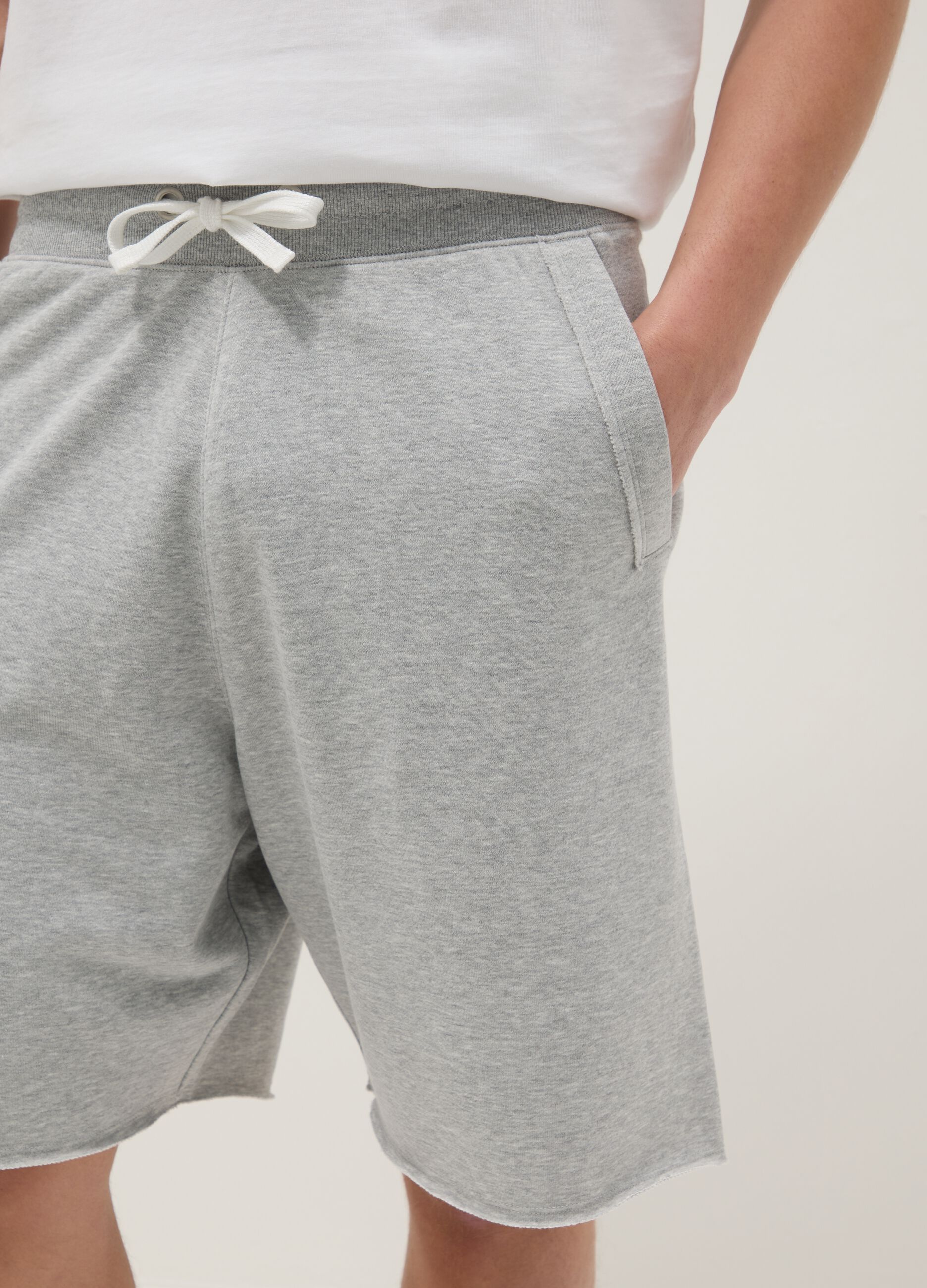 Grey cotton-blend relaxed-fit shorts
