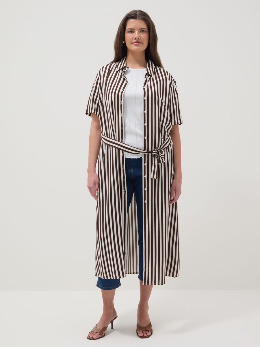 Slim fit blue stretch cotton blend trousers_0