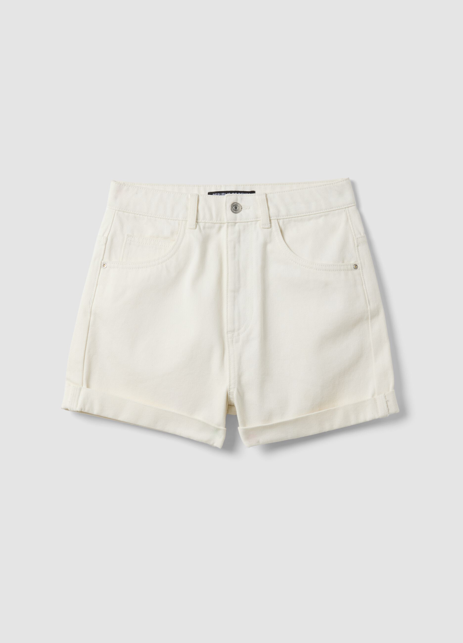 White pure cotton denim shorts