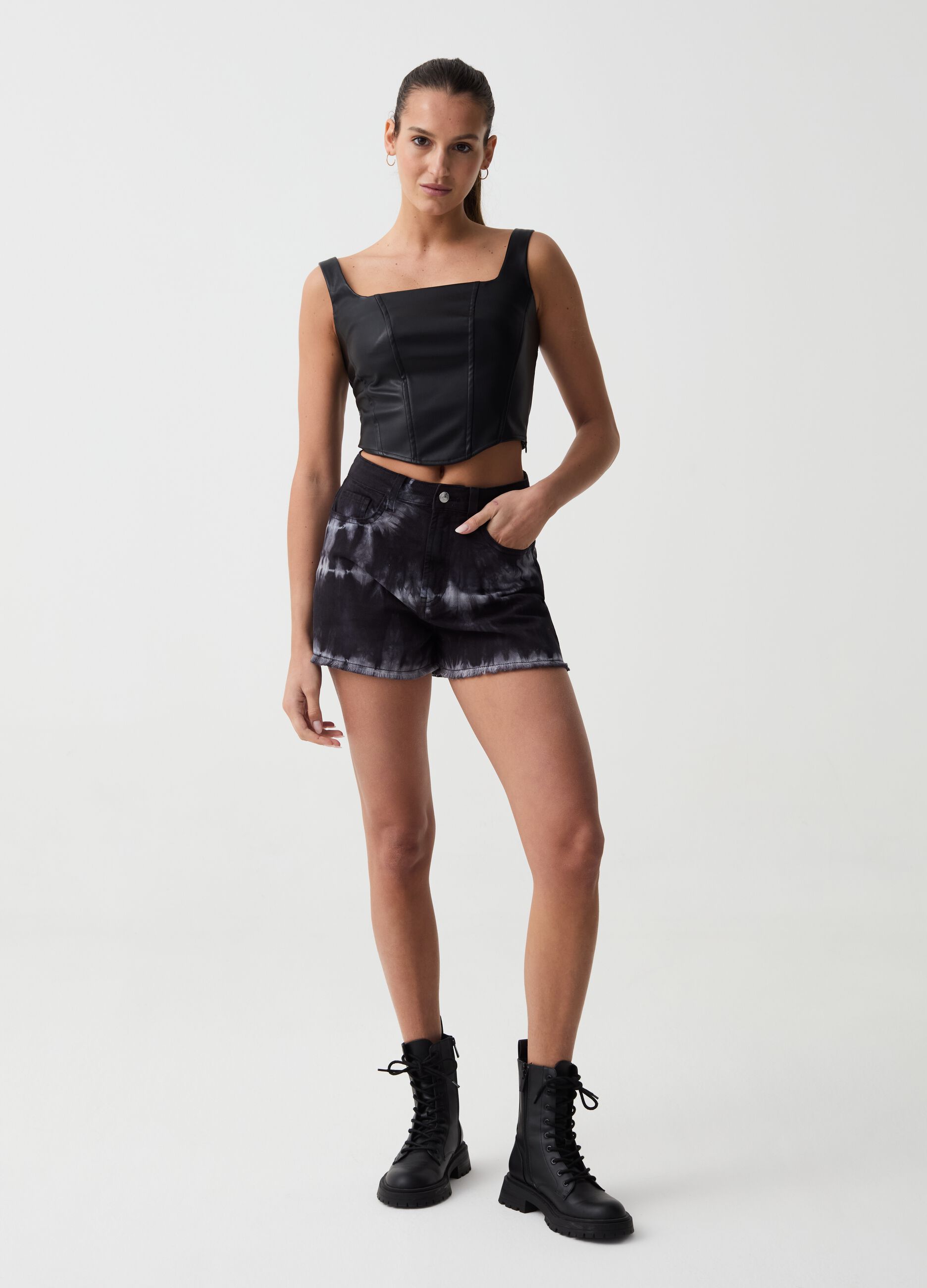 B.ANGEL FOR THE SEA BEYOND glossy-effect crop corset top