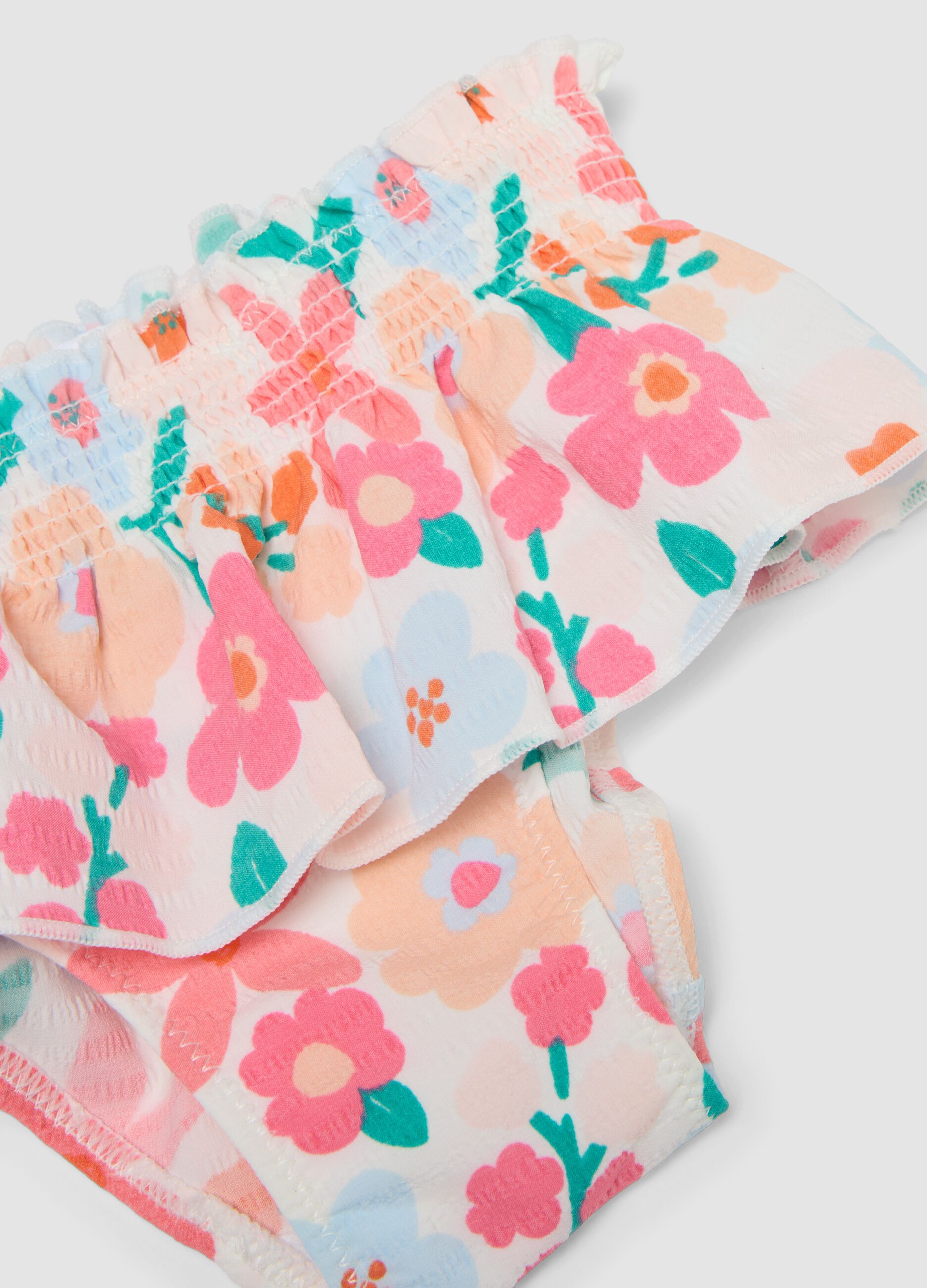 Mehrfarbiger Bikini aus Stretchstoff mit Volants