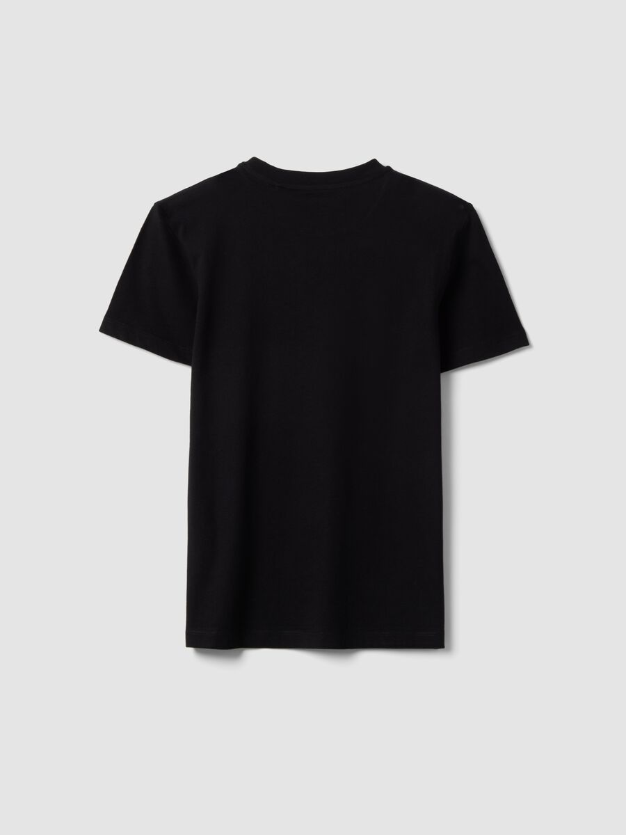 Jungen-T-Shirt aus schwarzer reiner Baumwolle Regular Fit mit Swag-Aufdruck_4