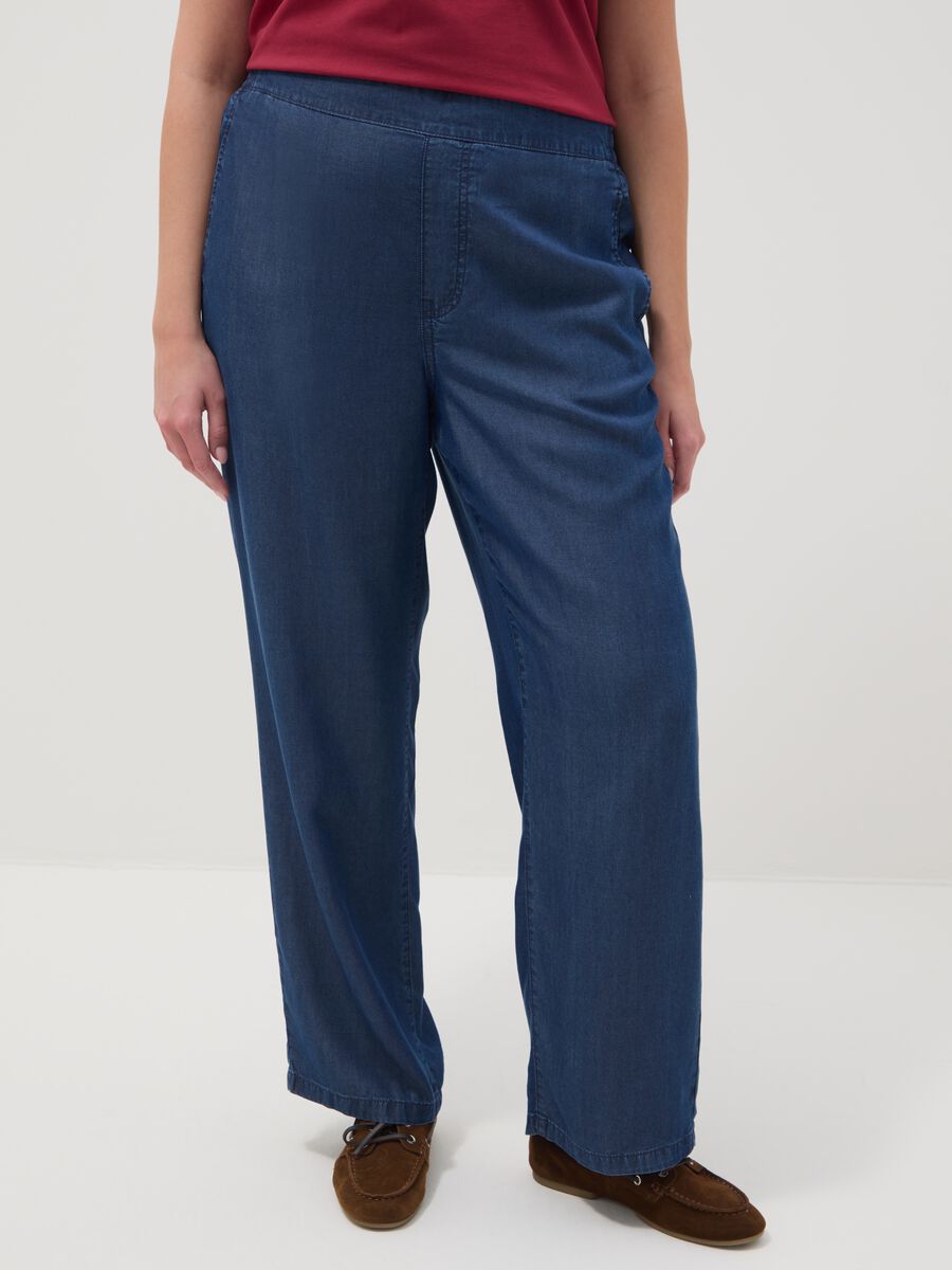 Blaue Jogginghose aus reinem Lyocell mit regul&auml;rer Passform_1