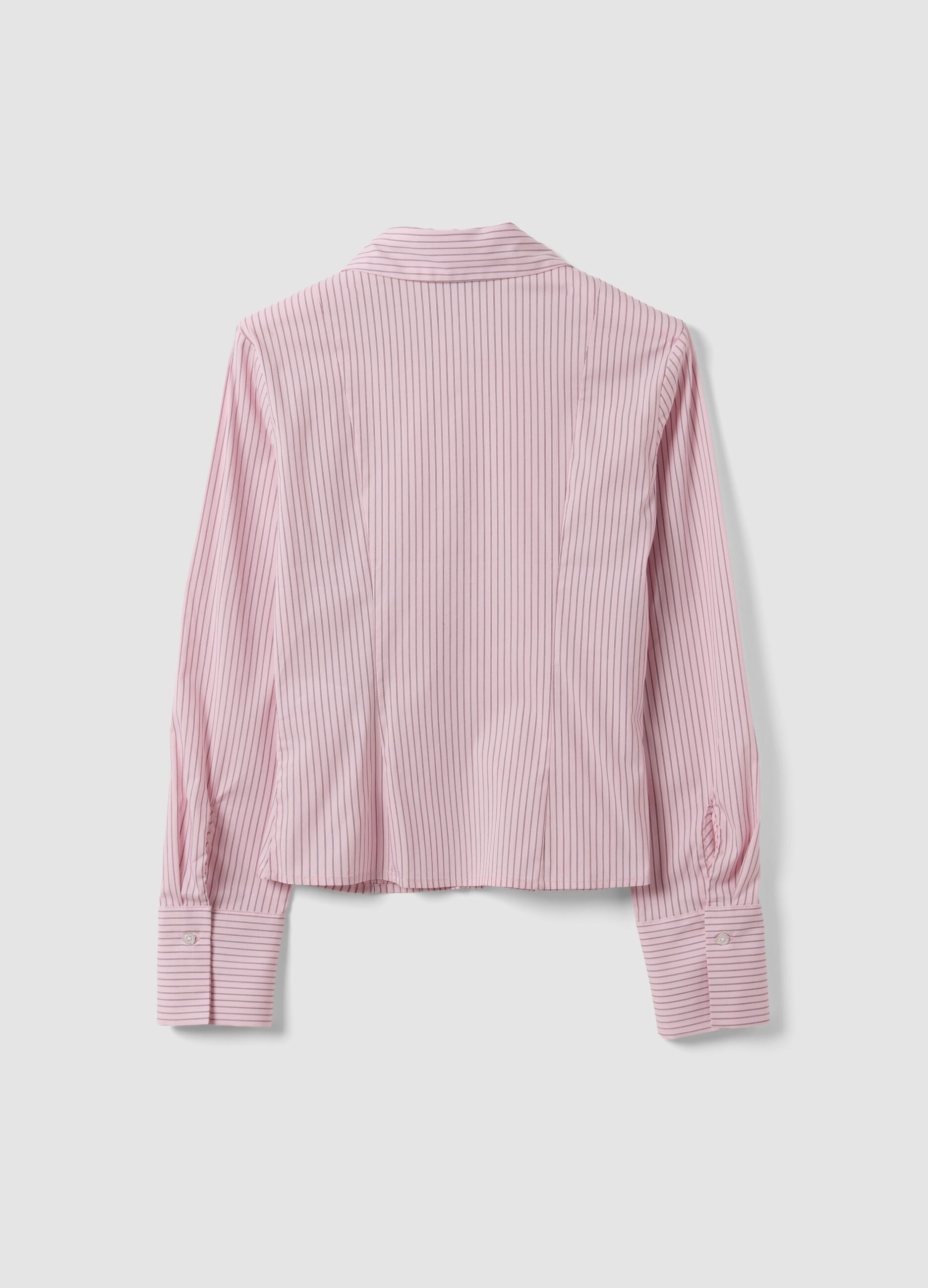 Rosa gestreiftes Slim-Fit-Hemd aus elastischer Baumwolle