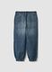 Jogger denim blu in misto cotone e viscosa relaxed fit per bambino_1