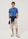 Beige organic cotton Bermuda shorts with elasticated waist_0