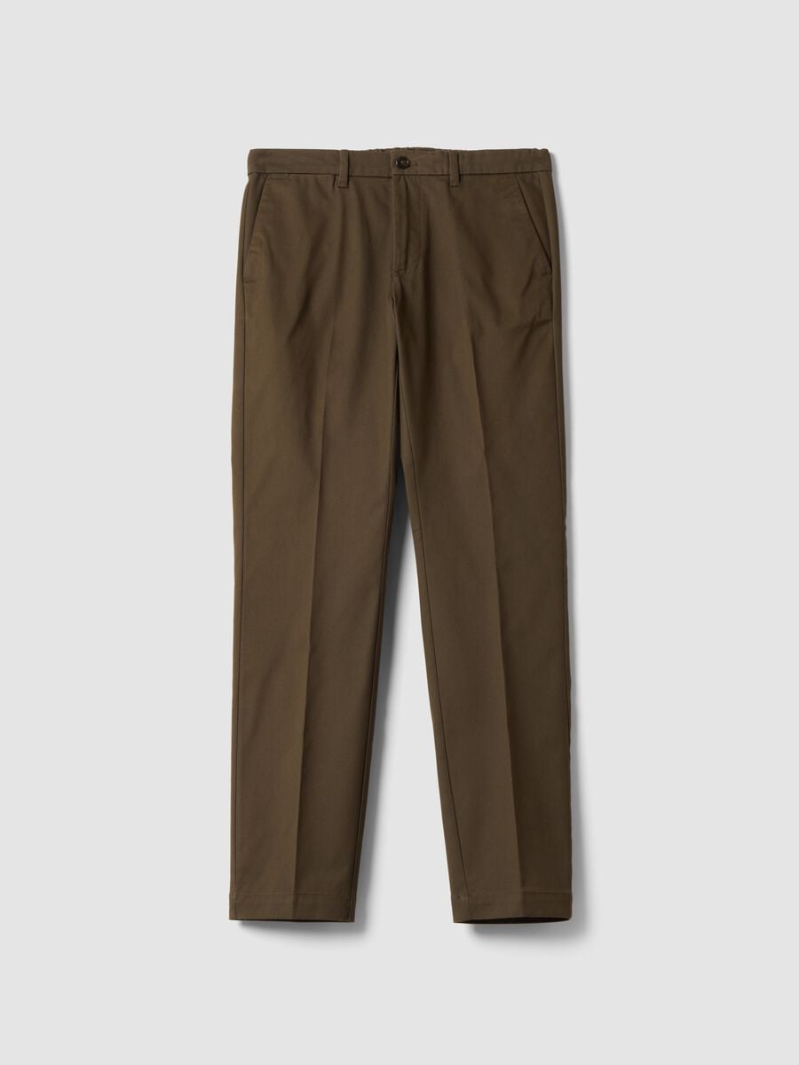 Braune Slim-Fit-Chinohose aus Stretch-Twill_0