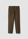 Pantaloni marroni chino in twill di tessuto elasticizzato slim fit_0