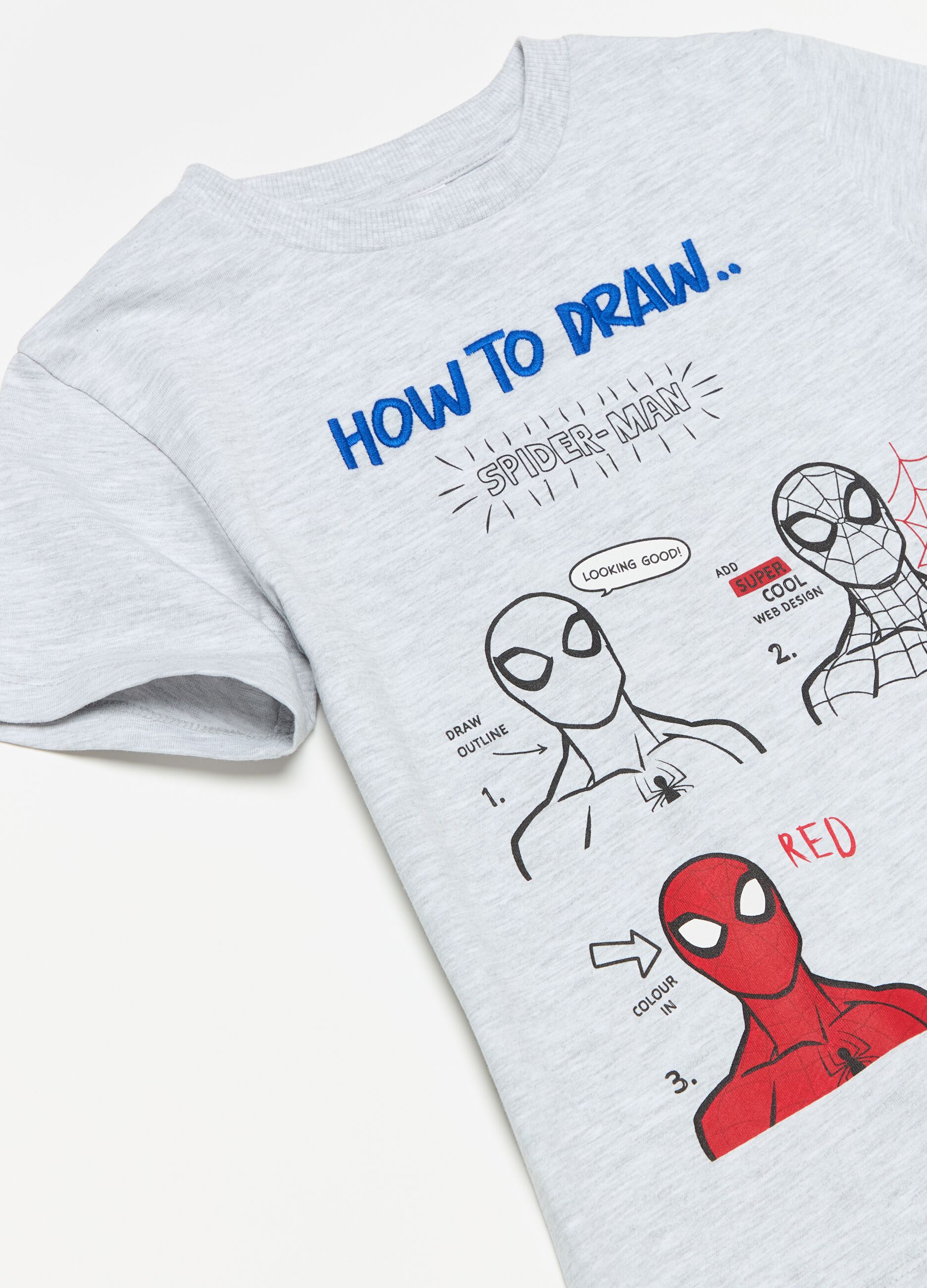 T-shirt with print and Spider-Man embroidery