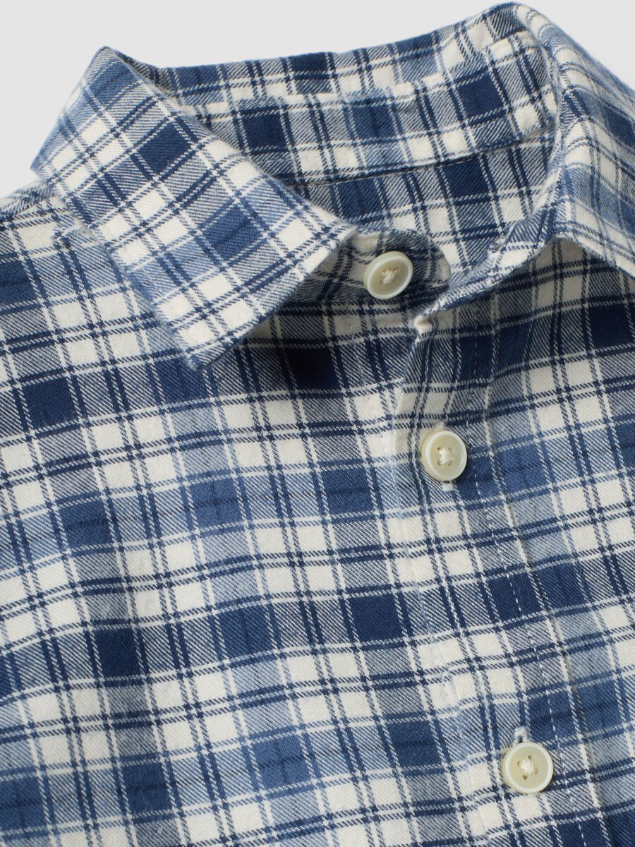 Camicia blu a quadri in puro cotone regular fit_2
