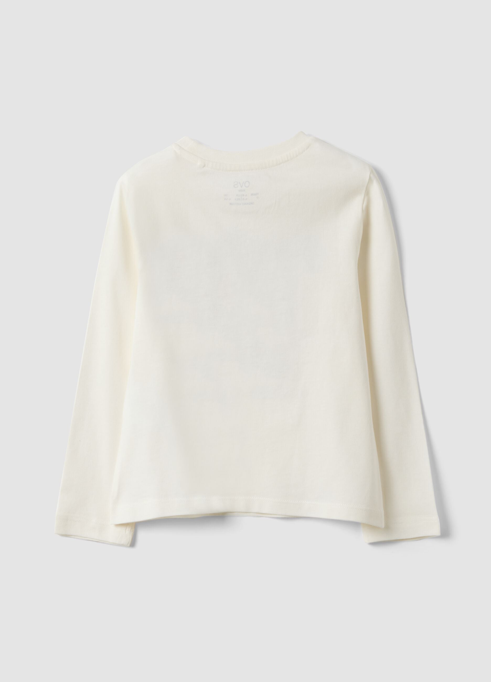 White pure organic cotton T-shirt with puppy print for girls