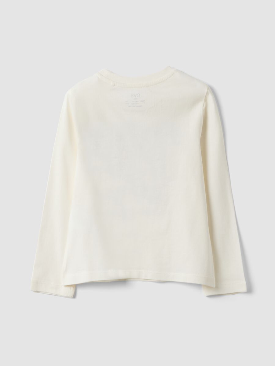White pure organic cotton T-shirt with puppy print for girls_1