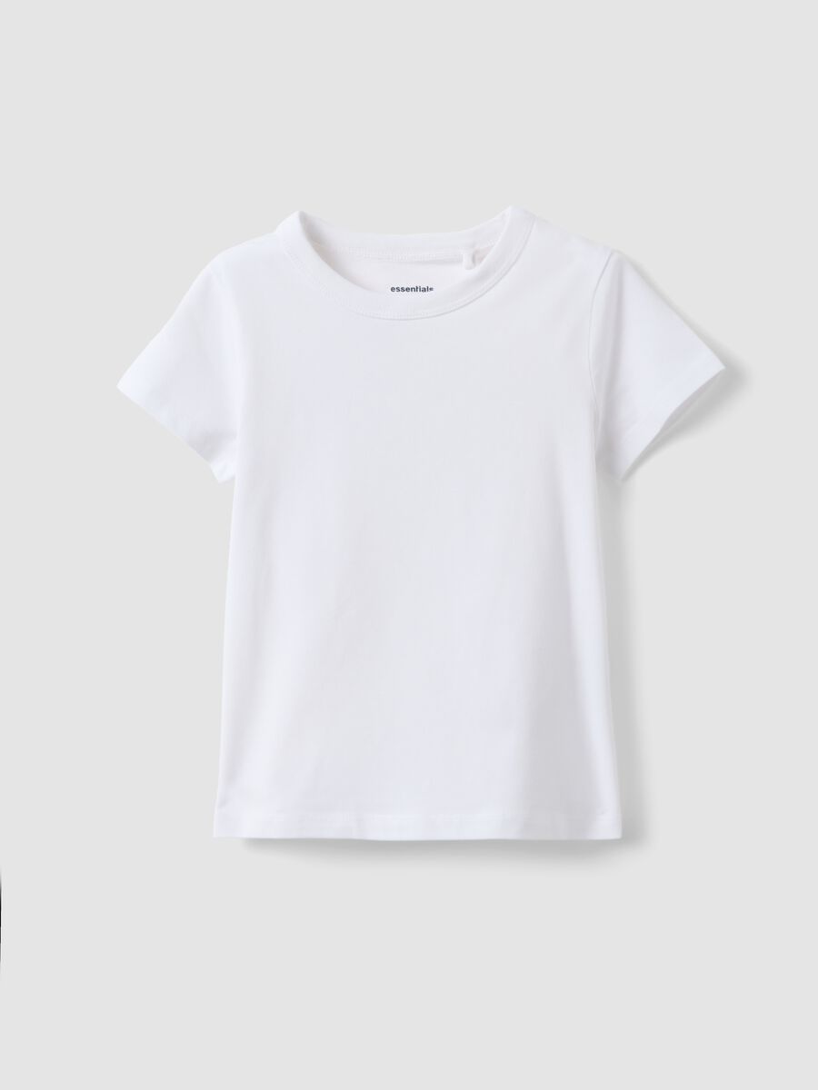 Girls&rsquo; white stretch cotton T-shirt, regular fit_0
