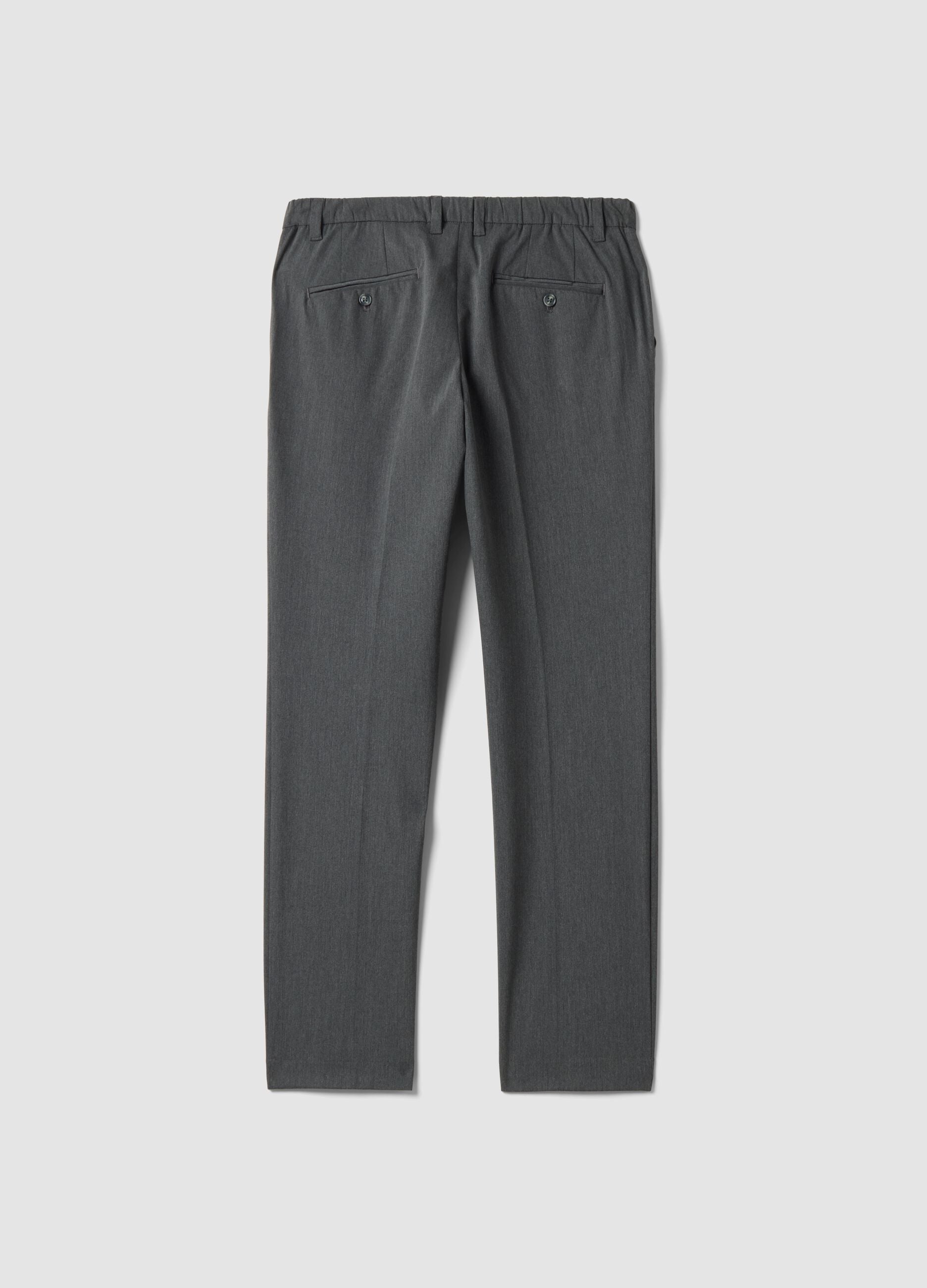 Grey slim-fit stretch viscose twill chino trousers