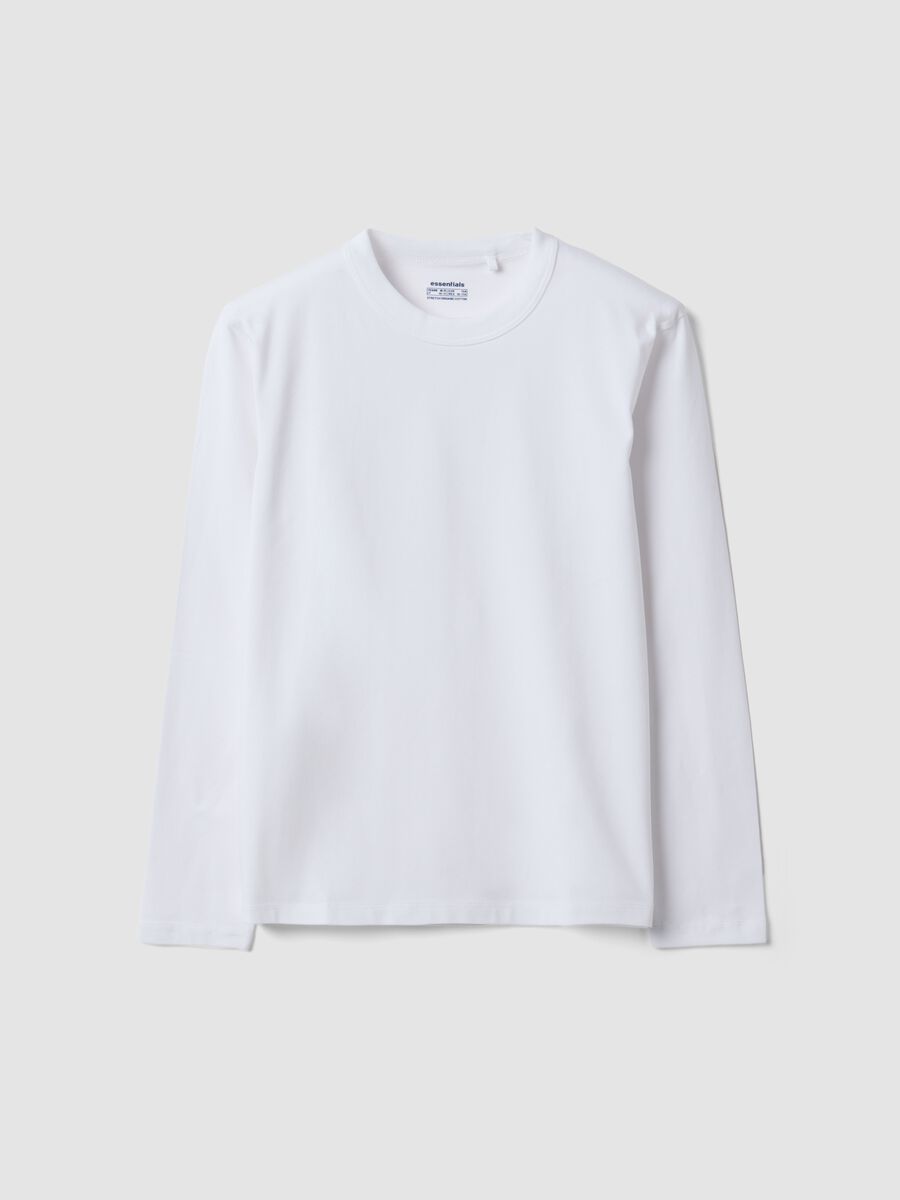 White regular-fit stretch organic cotton T-shirt for boys_0