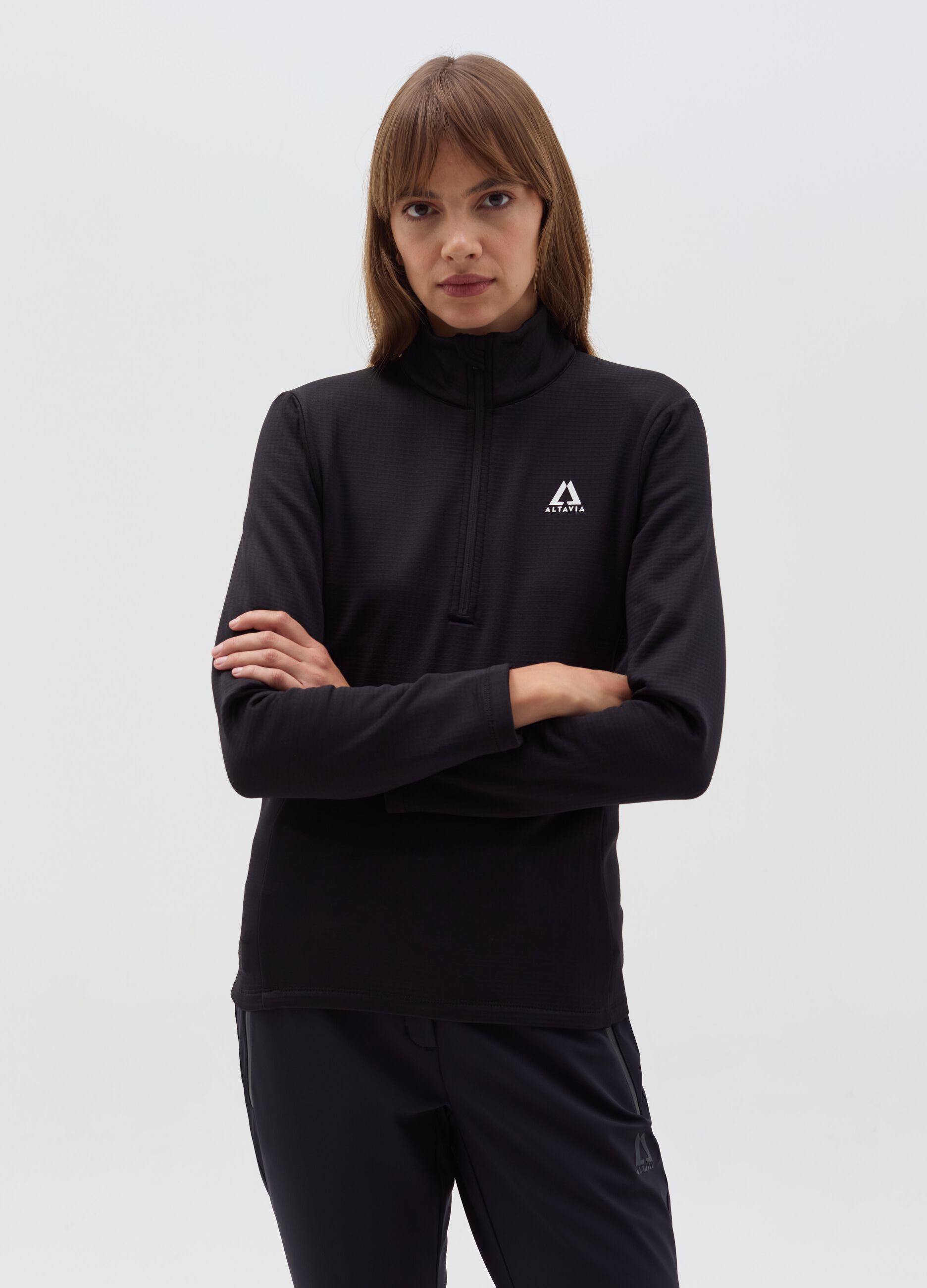 Altavia by Deborah Compagnoni half-zip waffle-weave fleece