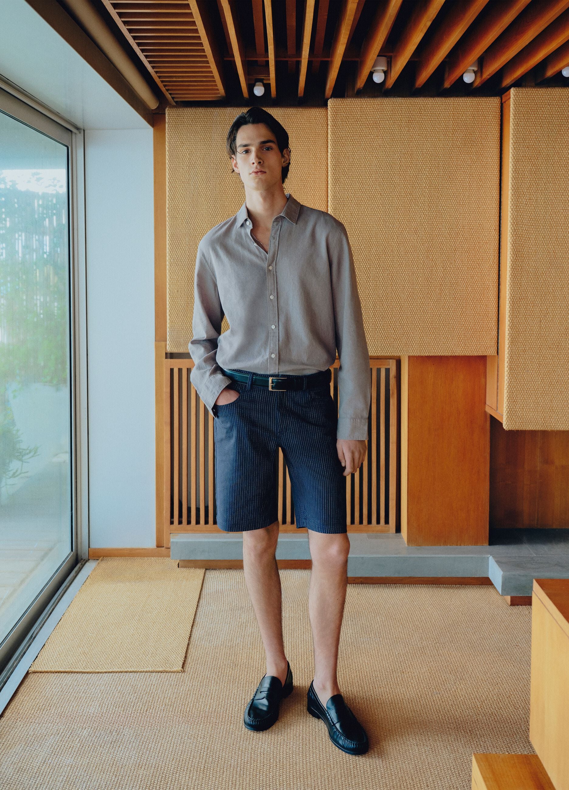 Blue stretch cotton shorts