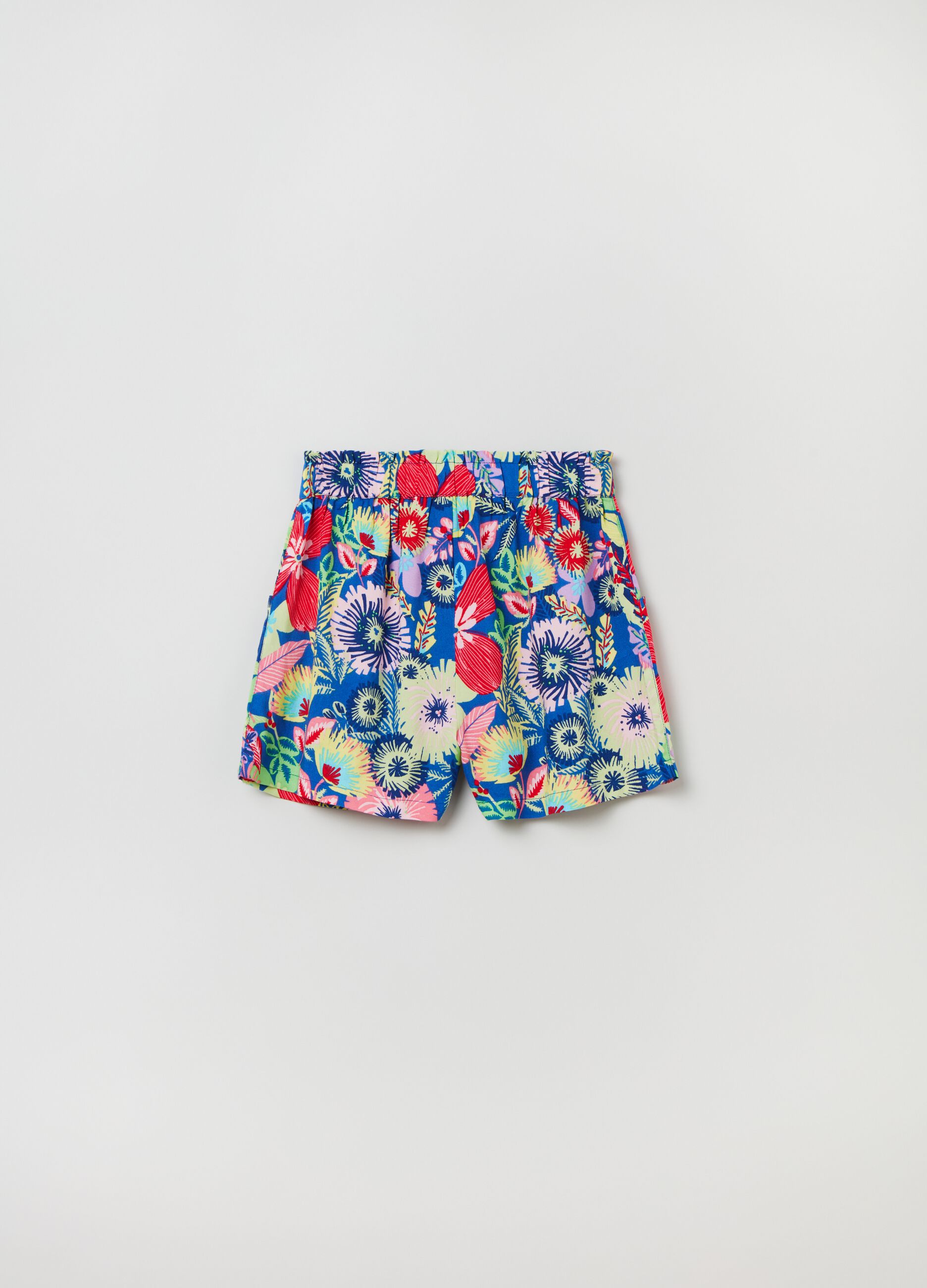 Shorts de viscosa con estampado floral