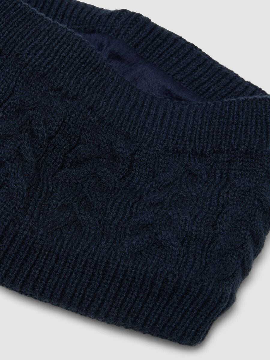 Blue cable-knit neck warmer_1