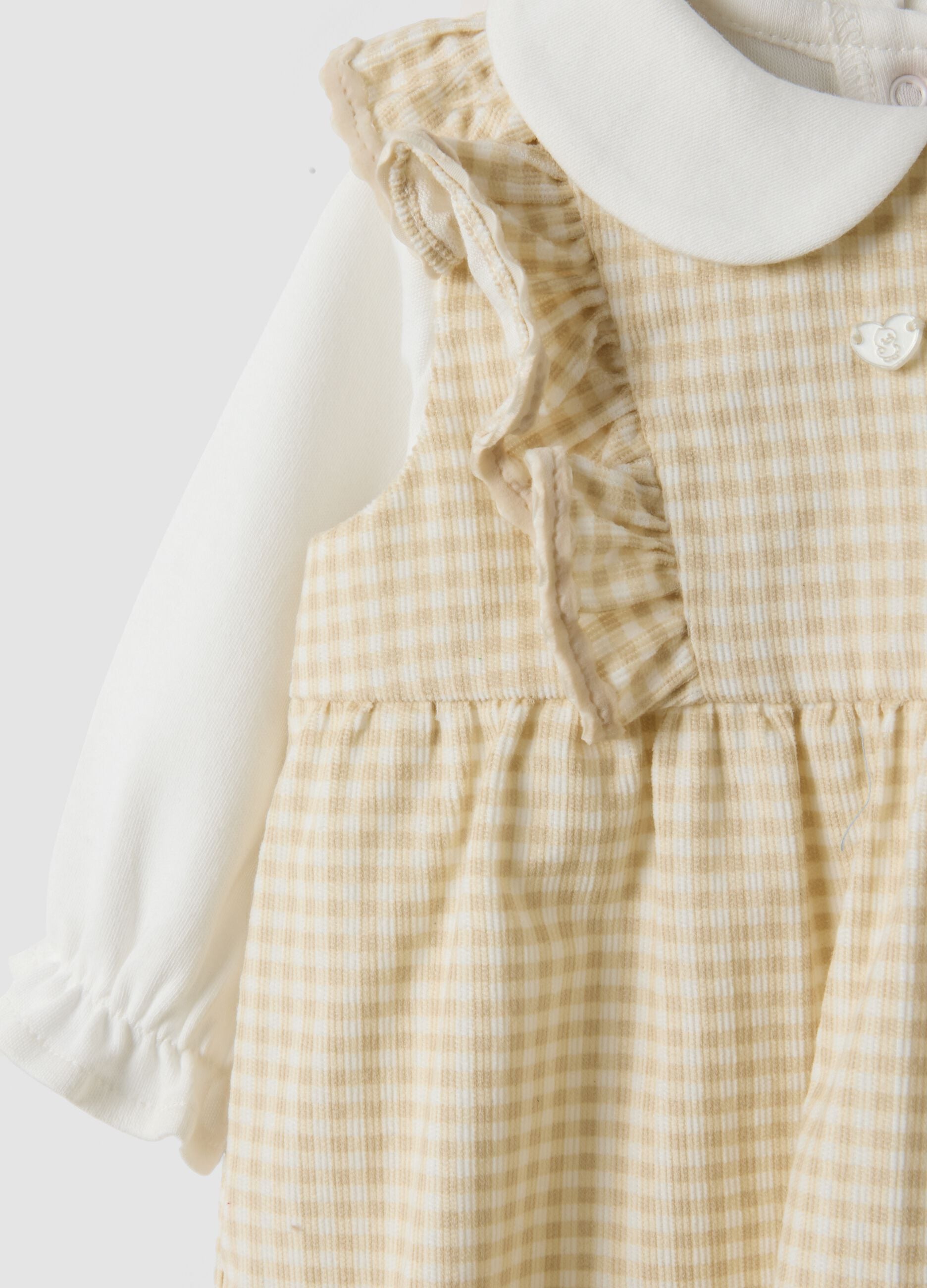 Yellow and white set in pure organic cotton for baby girl