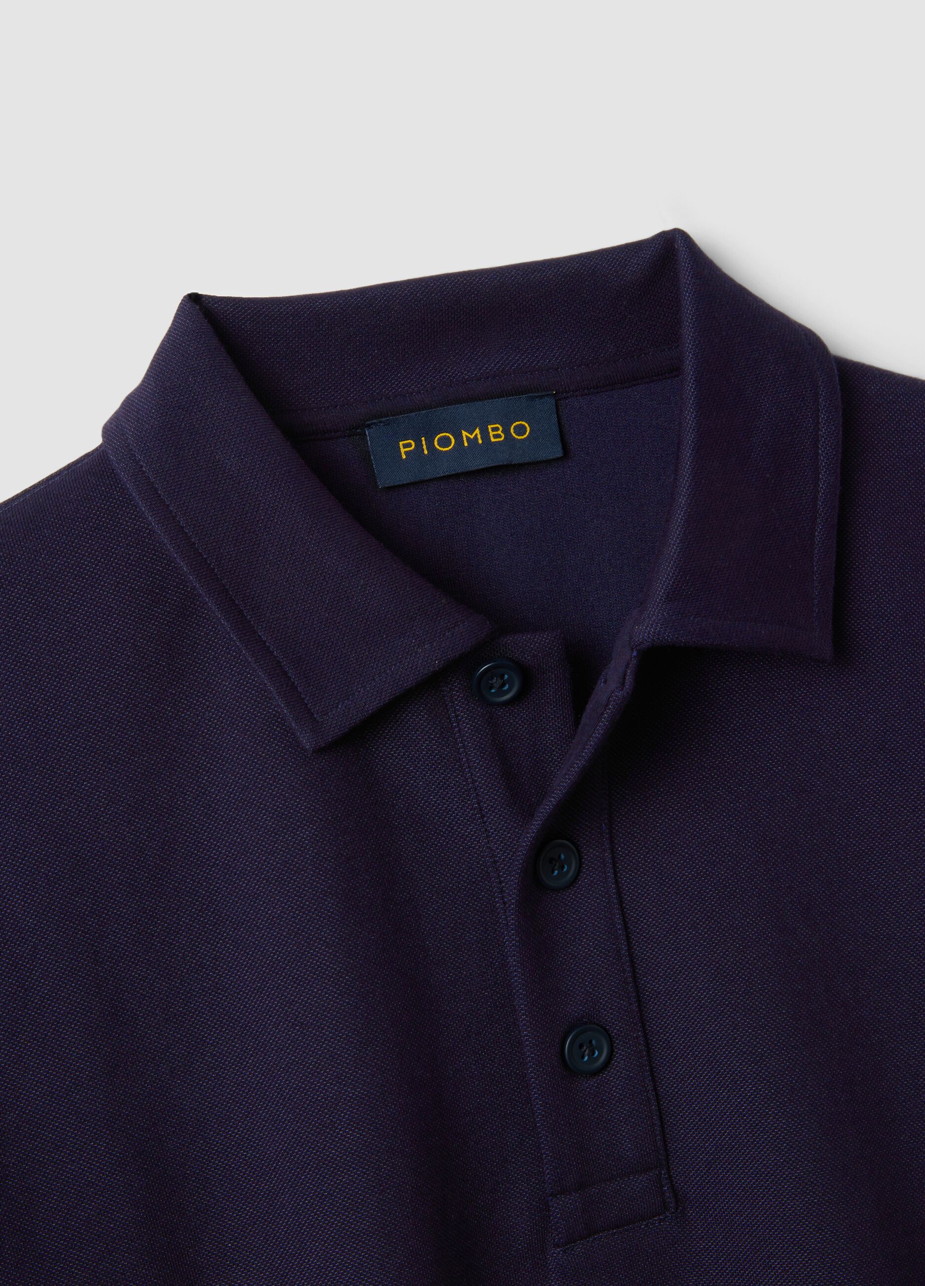 Navy stretch polo-collar sweatshirt with a relaxed fit
