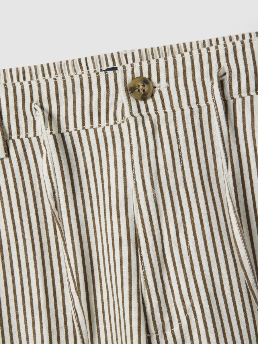 Multicolor striped linen-cotton blend chino trousers, straight fit_5