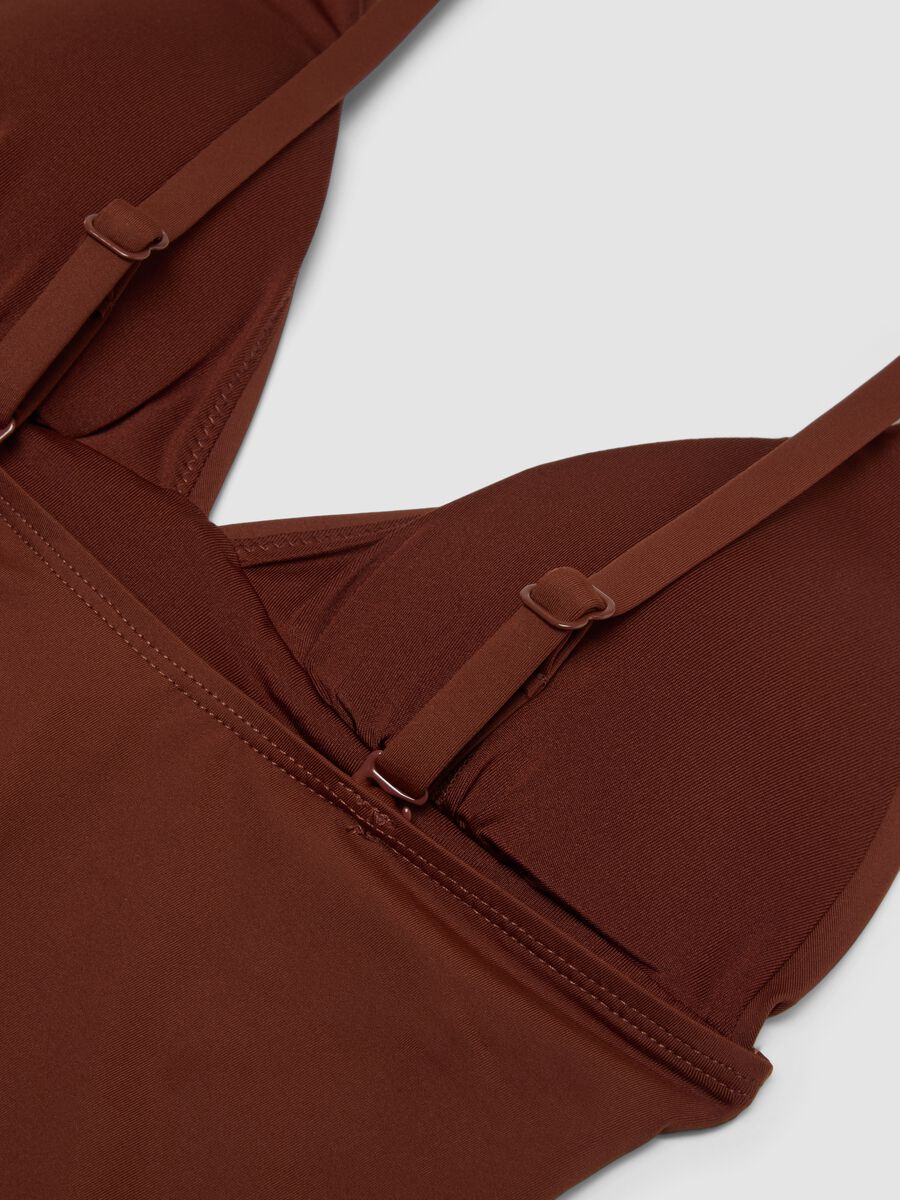 Brown one-piece swimsuit in stretch fabric_5