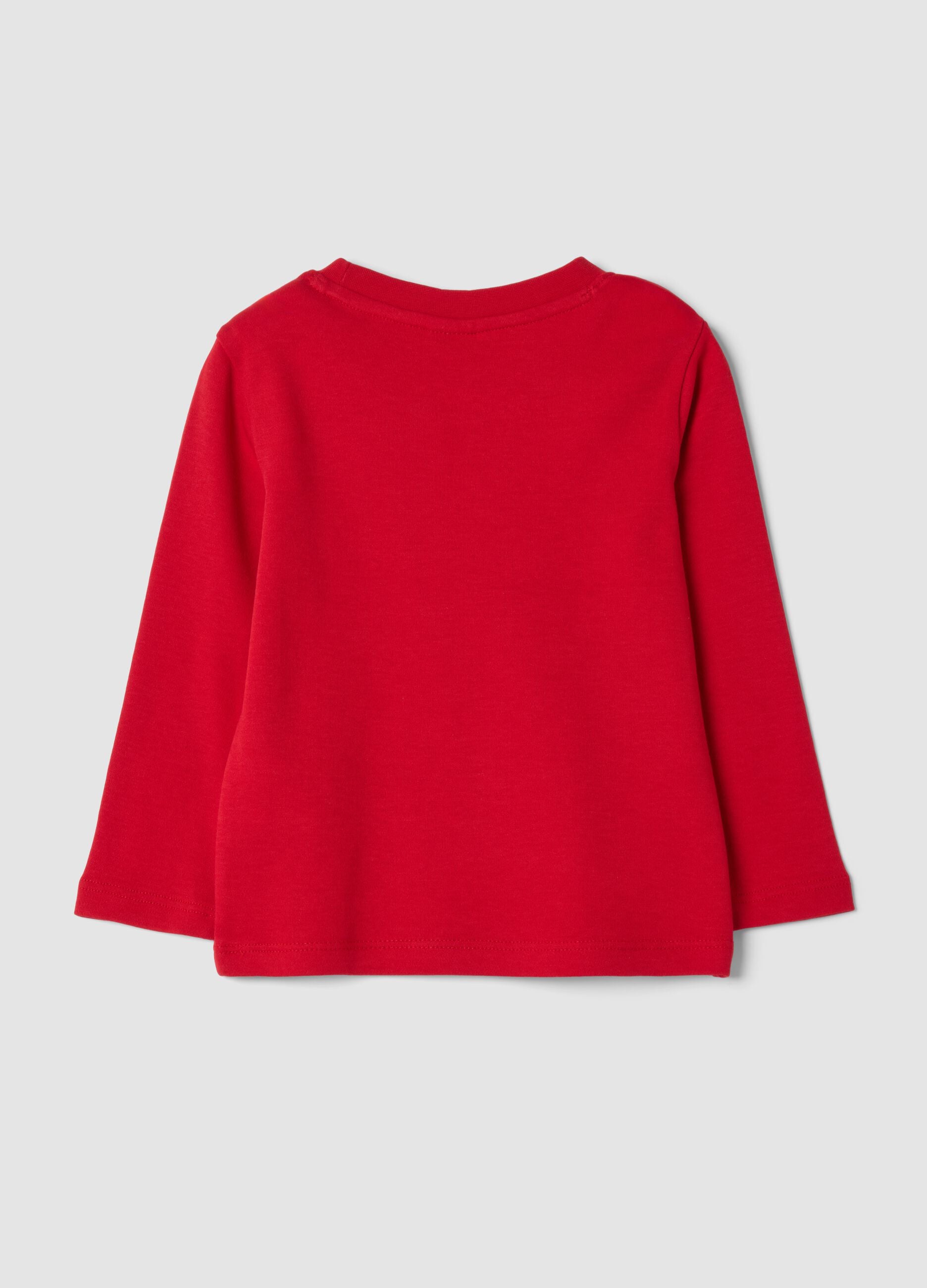 Maglietta rossa in puro cotone organico con girocollo