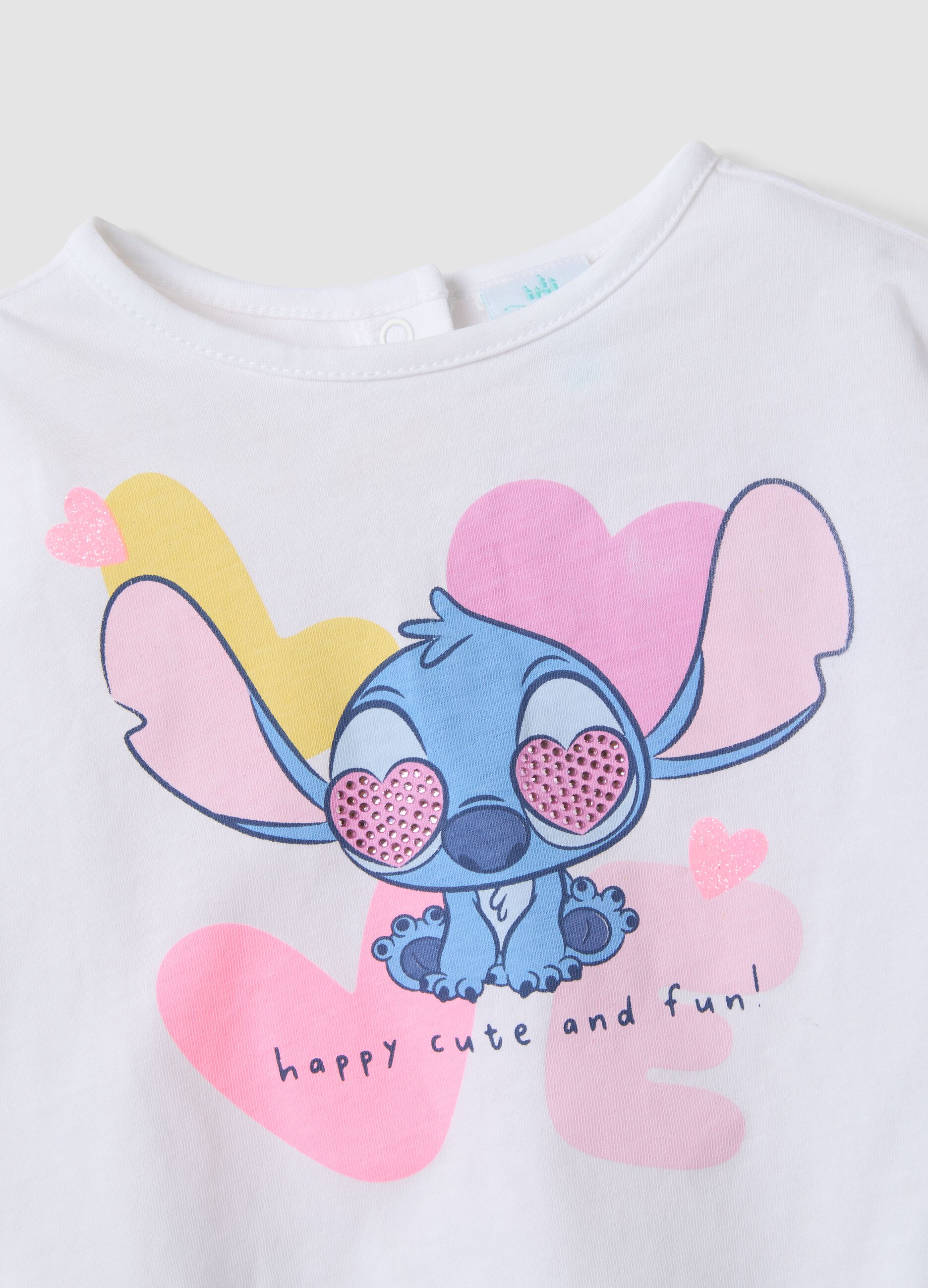 White and pink pure cotton set with T-shirt and leggings