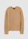 Beige ribbed regular fit sweater_4