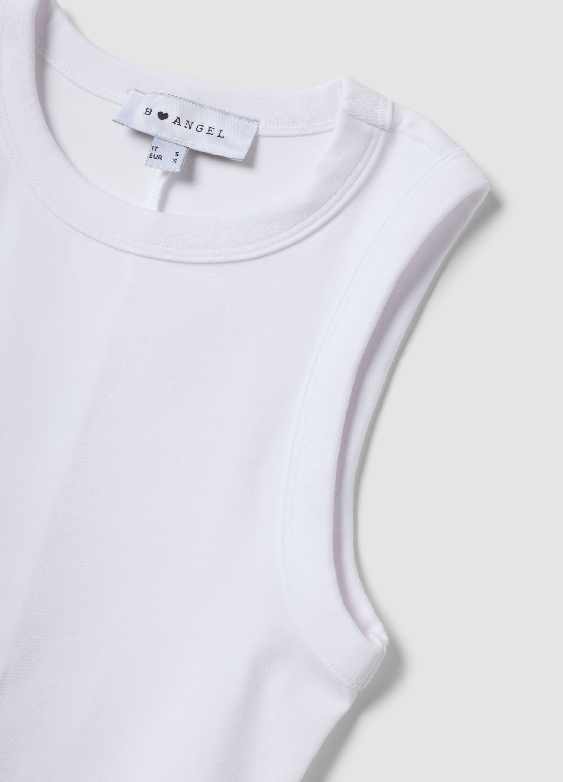 Weisses Cropped-Tanktop aus elastischer Baumwolle