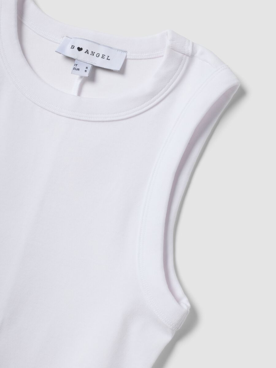 Weisses Cropped-Tanktop aus elastischer Baumwolle_5