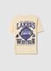 T-shirt infantil bege de puro algod&atilde;o regular fit com logotipo Lakers_4
