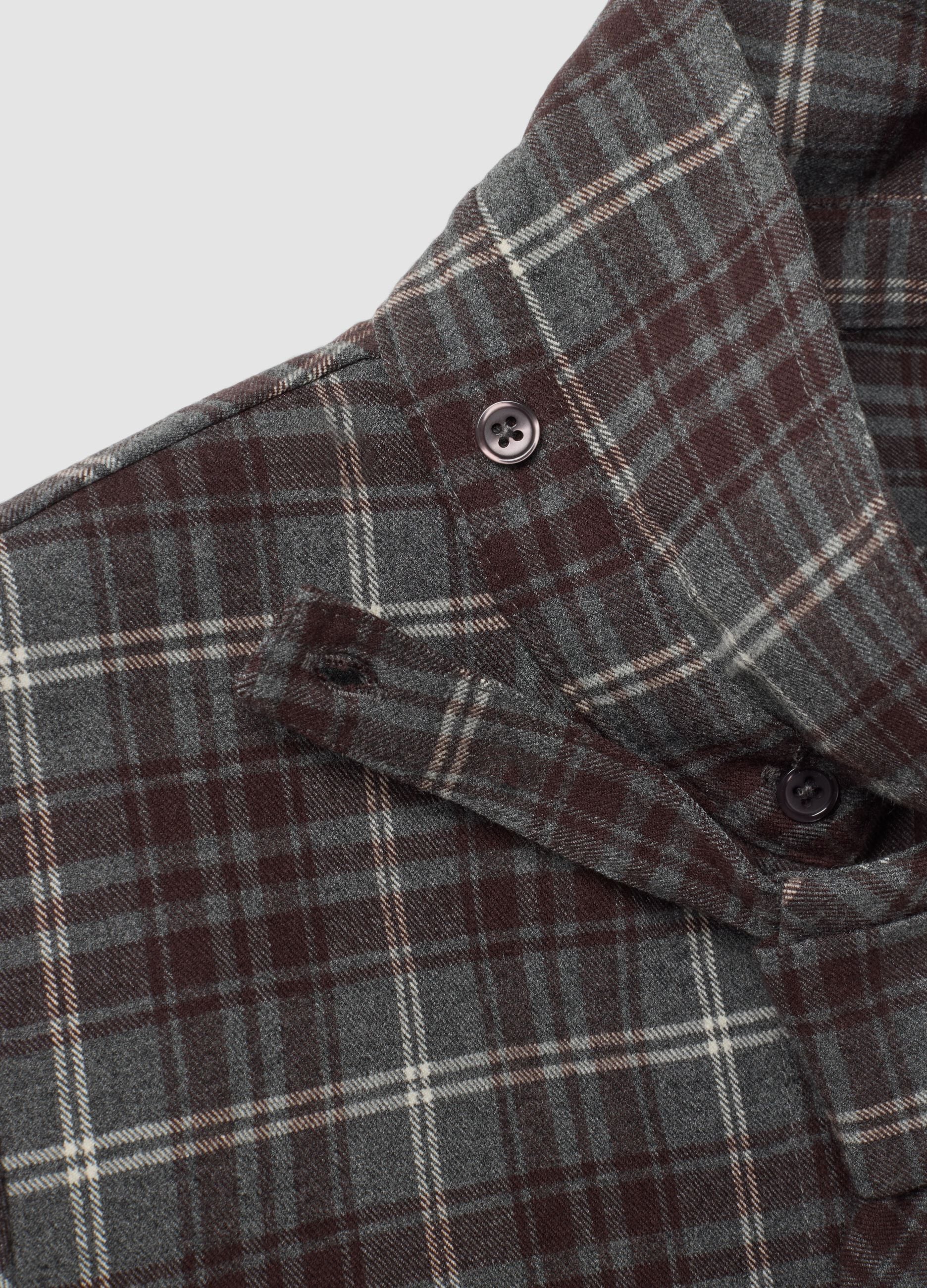 Camicia flanella grigia in viscosa elasticizzata con cravatta slim fit