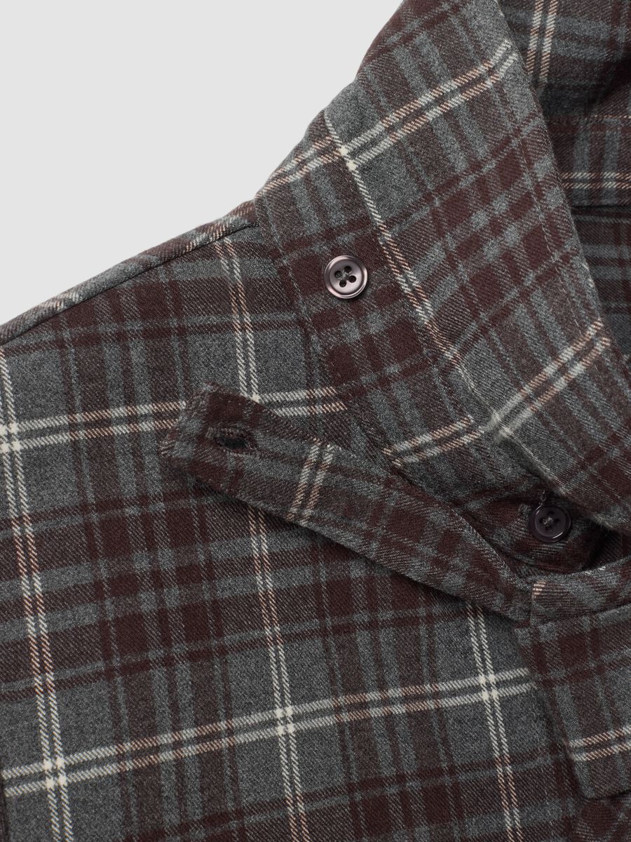 Camicia flanella grigia in viscosa elasticizzata con cravatta slim fit_2