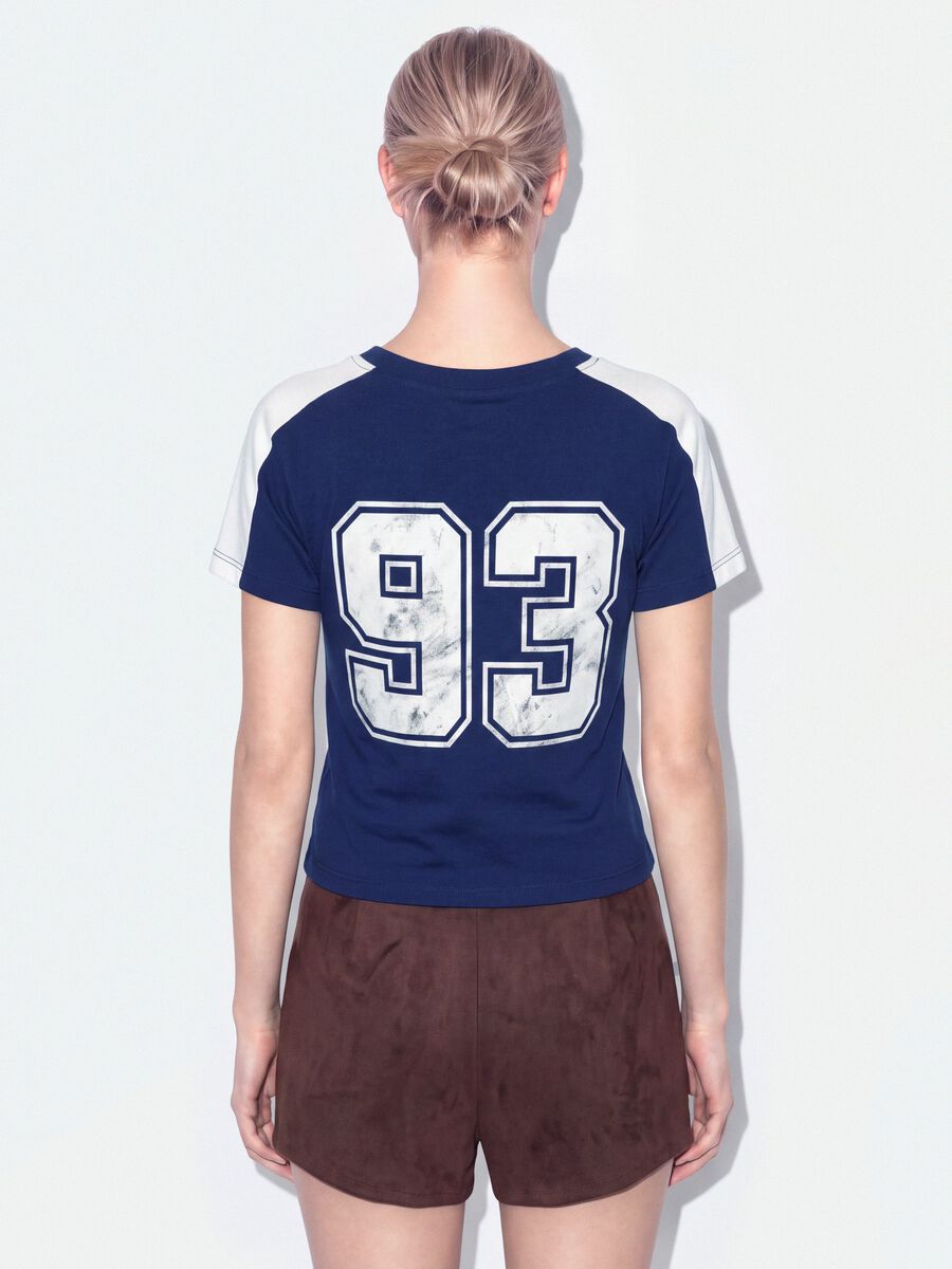 Blaues T-Shirt aus reiner Baumwolle mit Rundhalsausschnitt und New York City-Print_2