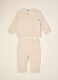 Beige stretch cotton and viscose set with embroidered lettering_1